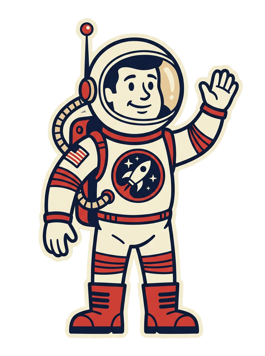 Gus, the Astraspect Media astronaut mascot